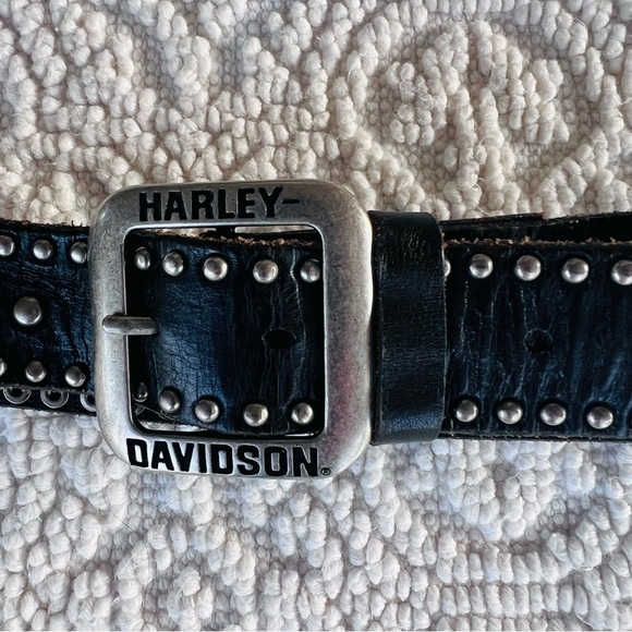 Y2K Harley-Davidson Belt Leather Black Studded Biker main image 6